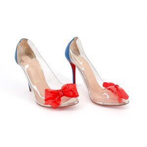 Christian Louboutin Tip Clear Bow Peep Toe High Heel Pumps Size 41 US 11 Women